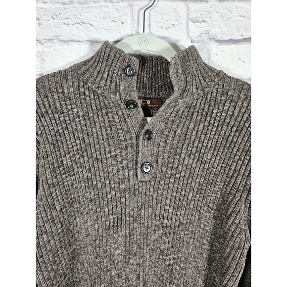 Driving Force Men’s Ribbed Pullover Sweater 1/3 Button Mocha Brown Size Medium - Picture 3 of 5